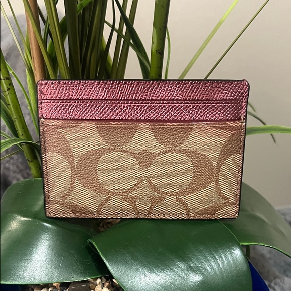 Coach Metallic Pink and Brown Card Holder EUC retail $78 - Picture 3 of 5